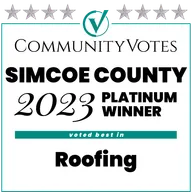 CommunityVotes Simcoe County roofing category badge